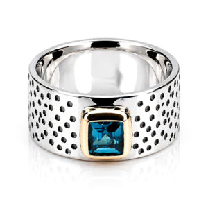 925 Sterling Silver Ring with Blue Stone – Bold Statement Jewelry