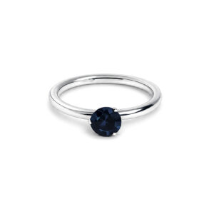 Blue Gemstone Solitaire Ring – Minimalist Silver Band for Women