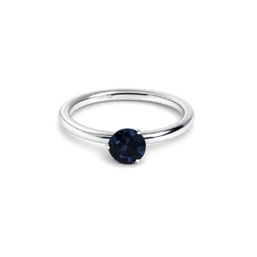 Blue Gemstone Solitaire Ring – Minimalist Silver Band for Women