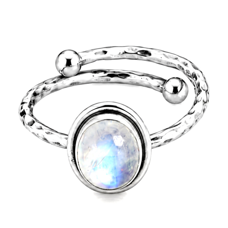 Handmade Moonstone Wrap Ring – 925 Sterling Silver Artisan Ring