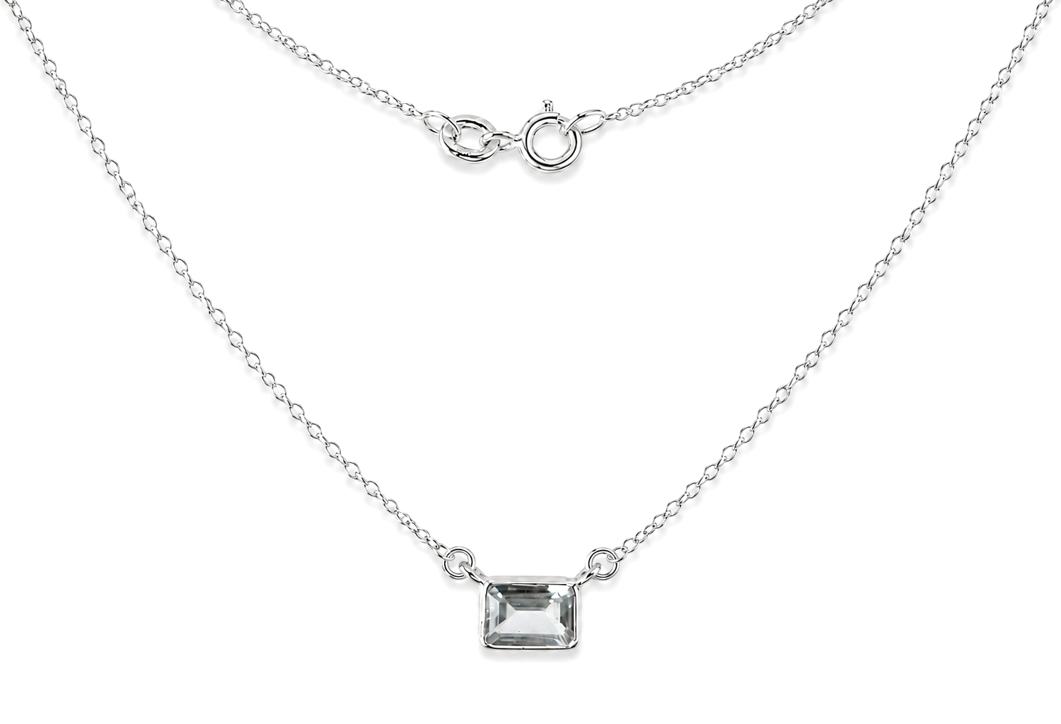 Emerald-cut aquamarine sterling silver necklace by Barhafine