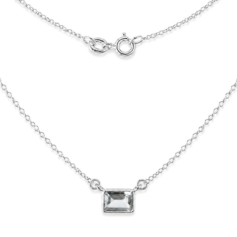 Emerald-cut aquamarine sterling silver necklace by Barhafine