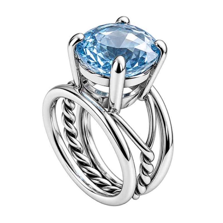 Tidal Twist Oval Blue Gemstone Ring