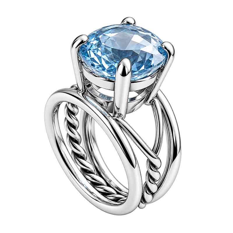Tidal Twist Oval Blue Gemstone Ring